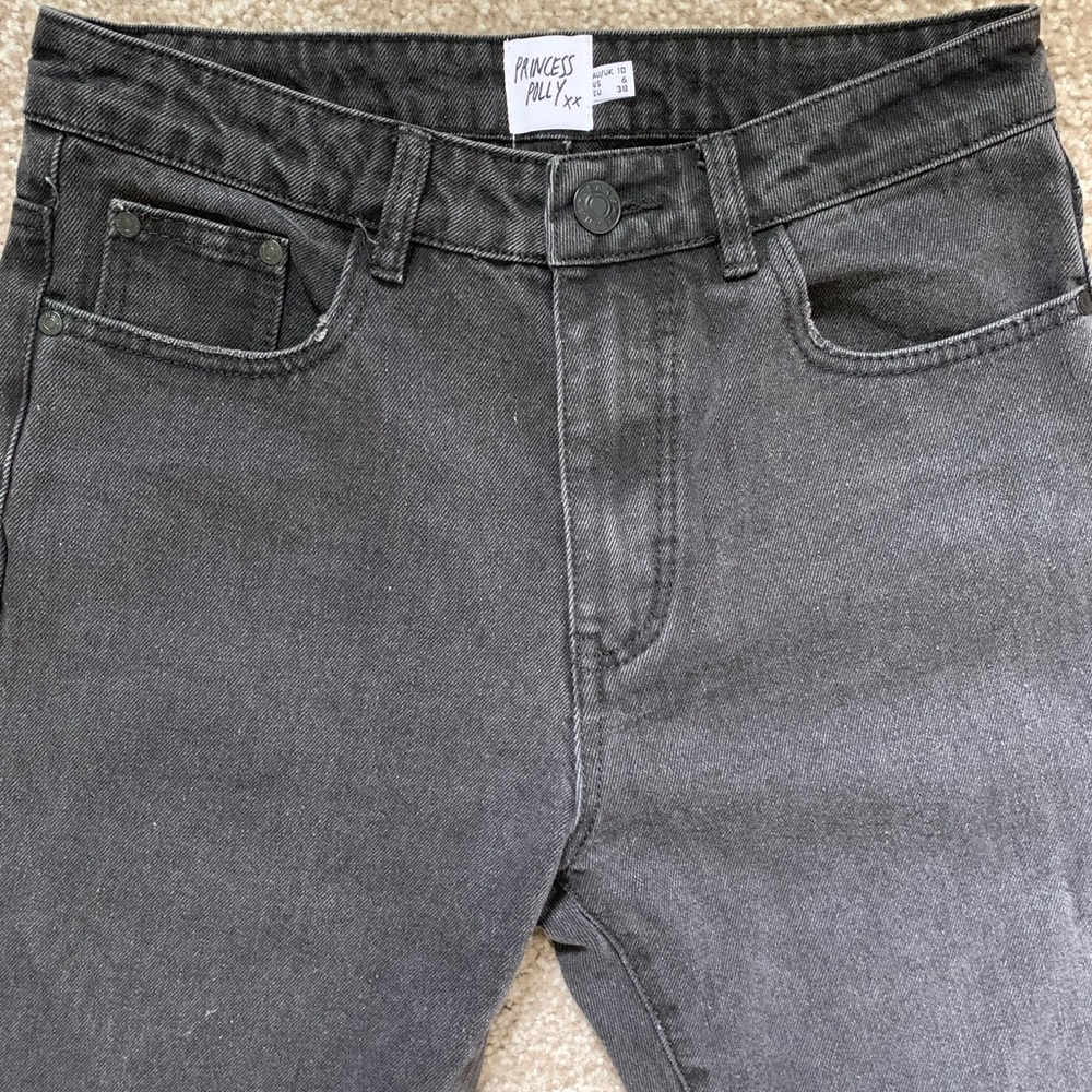 Princess Polly ZAIDEN STRAIGHT LEG JEANS BLACK DENIM Size 6 Women - Picture 10 of 12